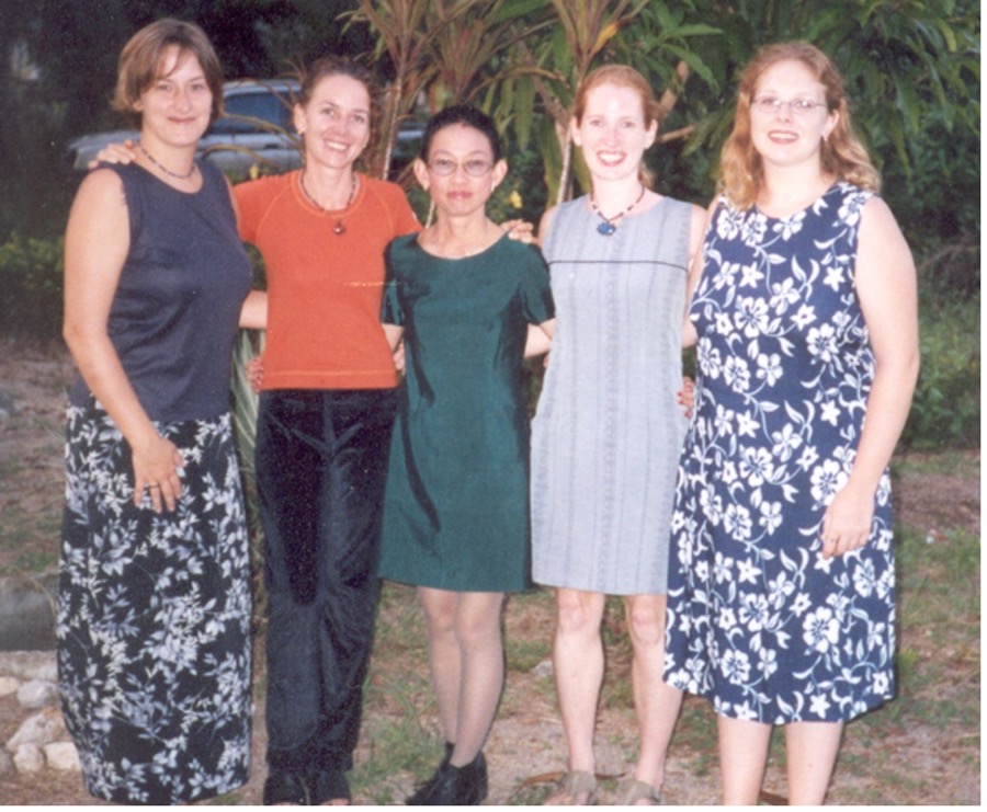 PAC opening night, 2001: Christiane Tardif, Heidi Farmer, Niramon Brande, Shevaun Gallwey and Kristen Sanderson